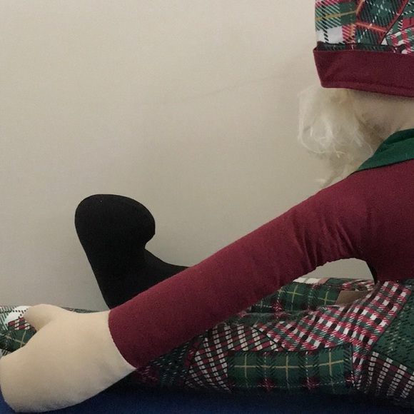 Plush plushy Tartin Plaid Santa Draft Chill Cold Air Door Doll Overly Raker USA - Picture 5 of 7